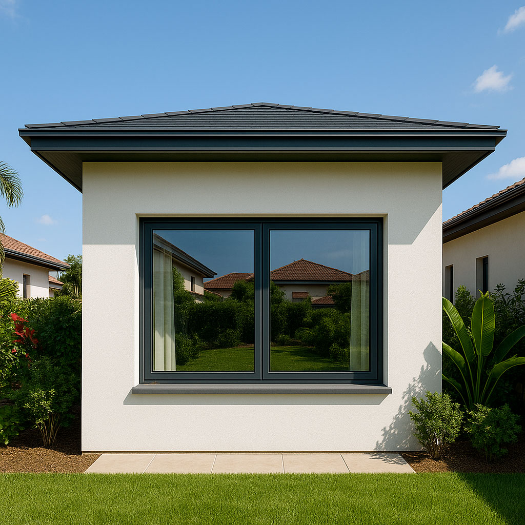 Fenêtre aluminium battante posée sur une maison moderne à Cayenne