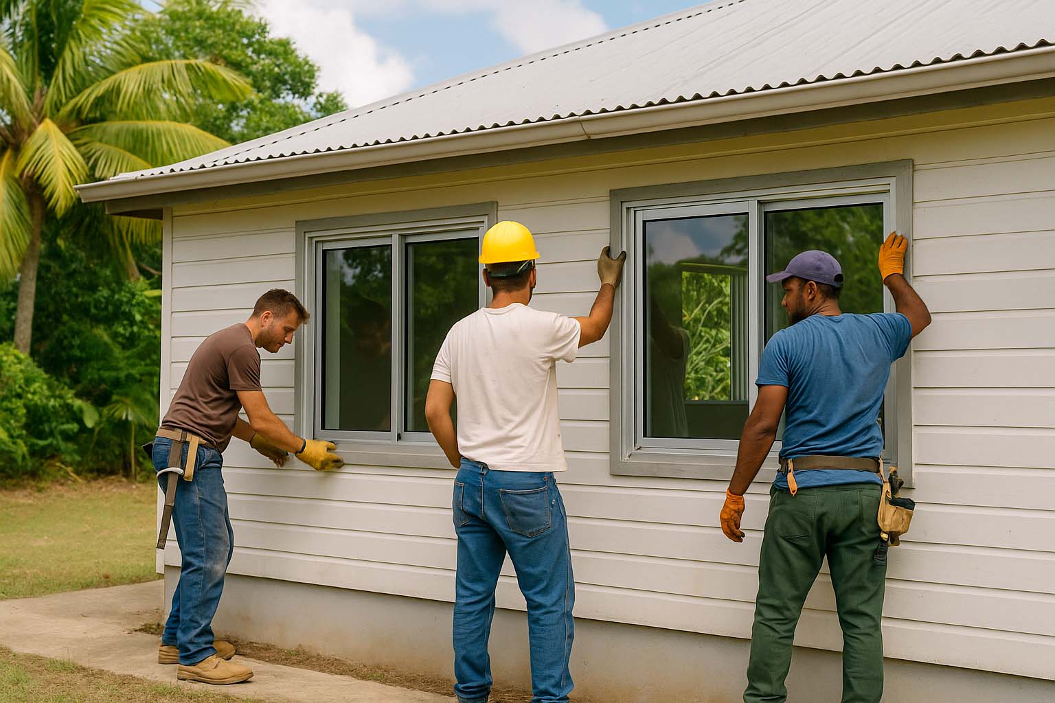 Rénovation de fenêtres aluminium par une équipe locale à Cayenne