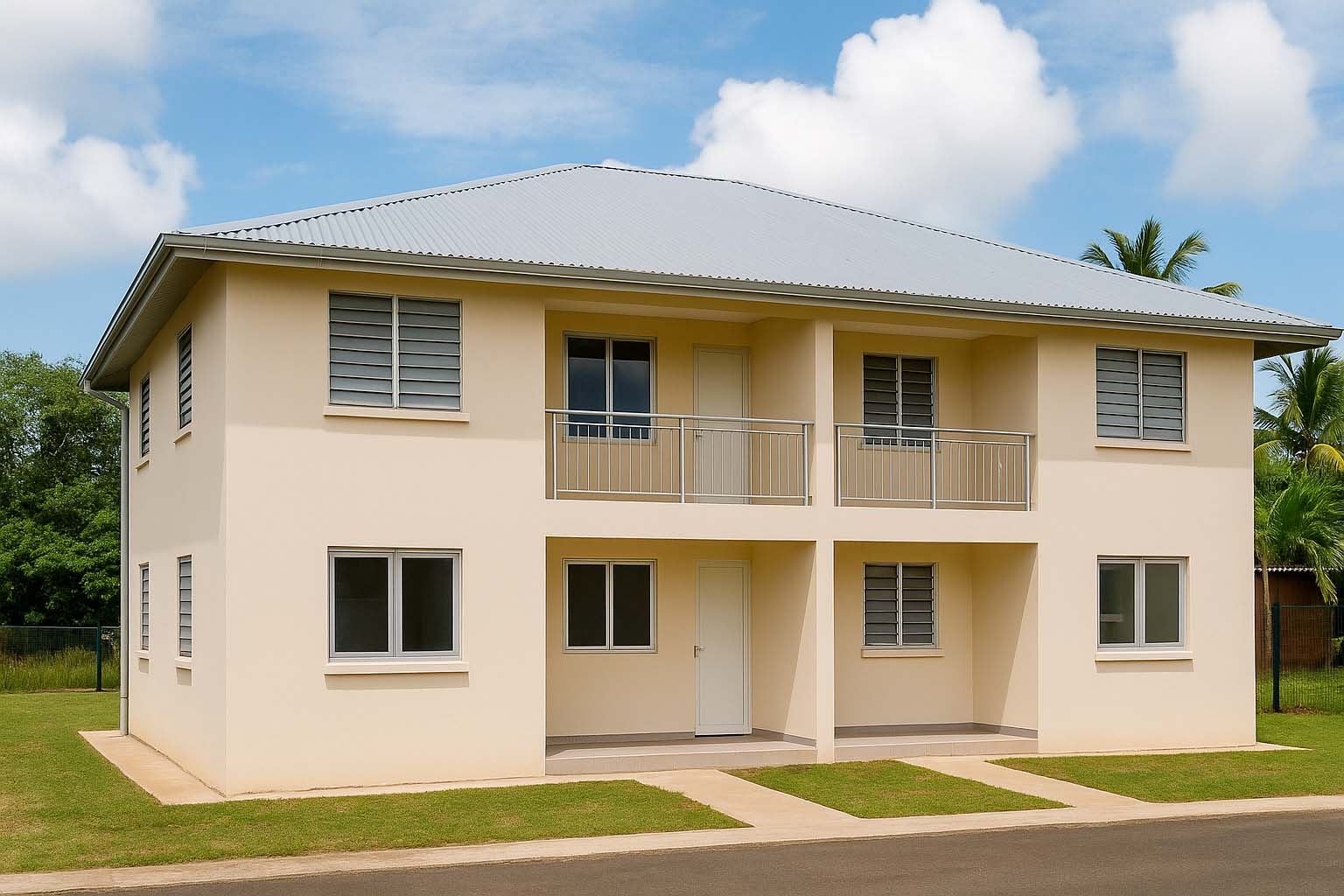 Immeuble locatif en Guyane équipé de menuiseries aluminium économiques