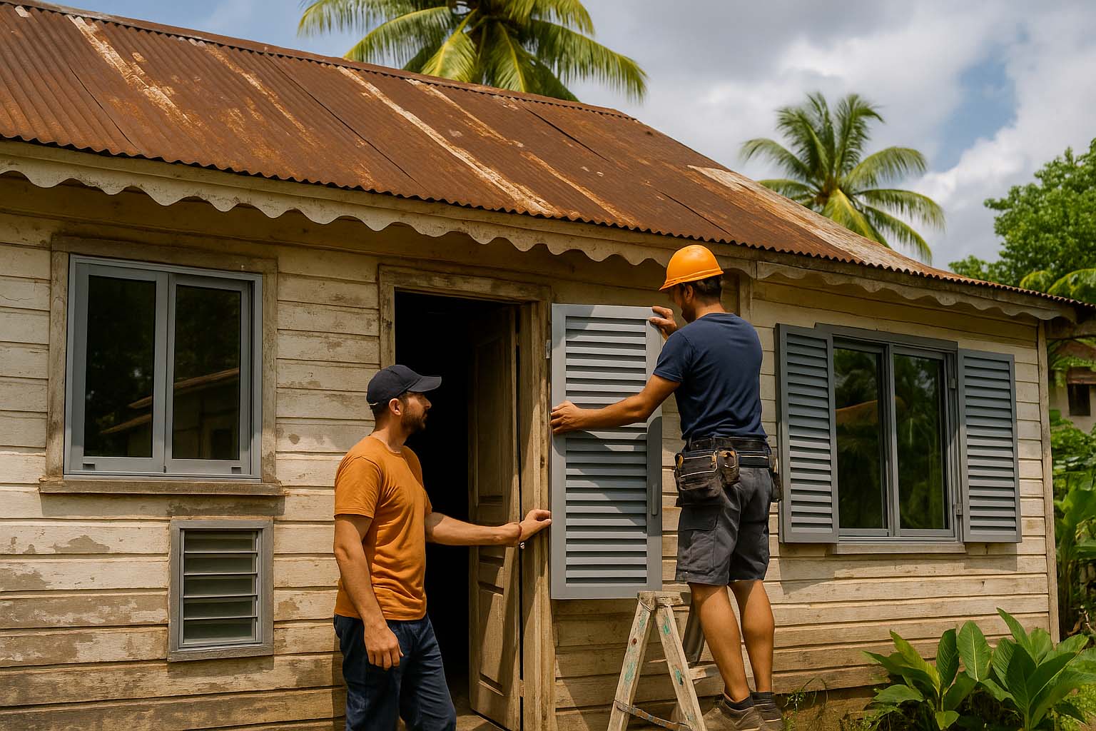 Rénovation d’une maison créole avec menuiseries aluminium à Cayenne