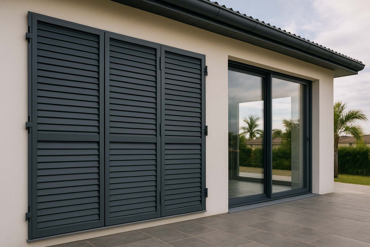 Volets aluminium battants, roulants et pliants sur maison à Cayenne
